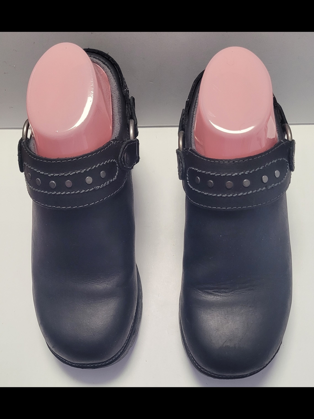 Harley-Davidson Black Leather Mule Clogs with Studded Strap